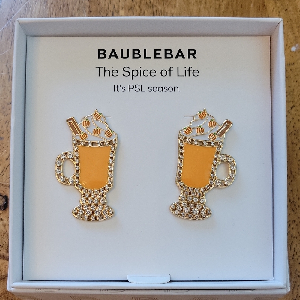 BaubleBar Pumpkin Spice Gold and Orange Pierced Earrings NWOT